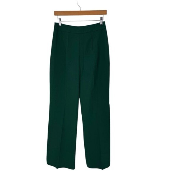 Tuckernuck NEW Rainforest Green Erin Satin Wide Leg Trouser High Rise Pants S - Picture 8 of 12